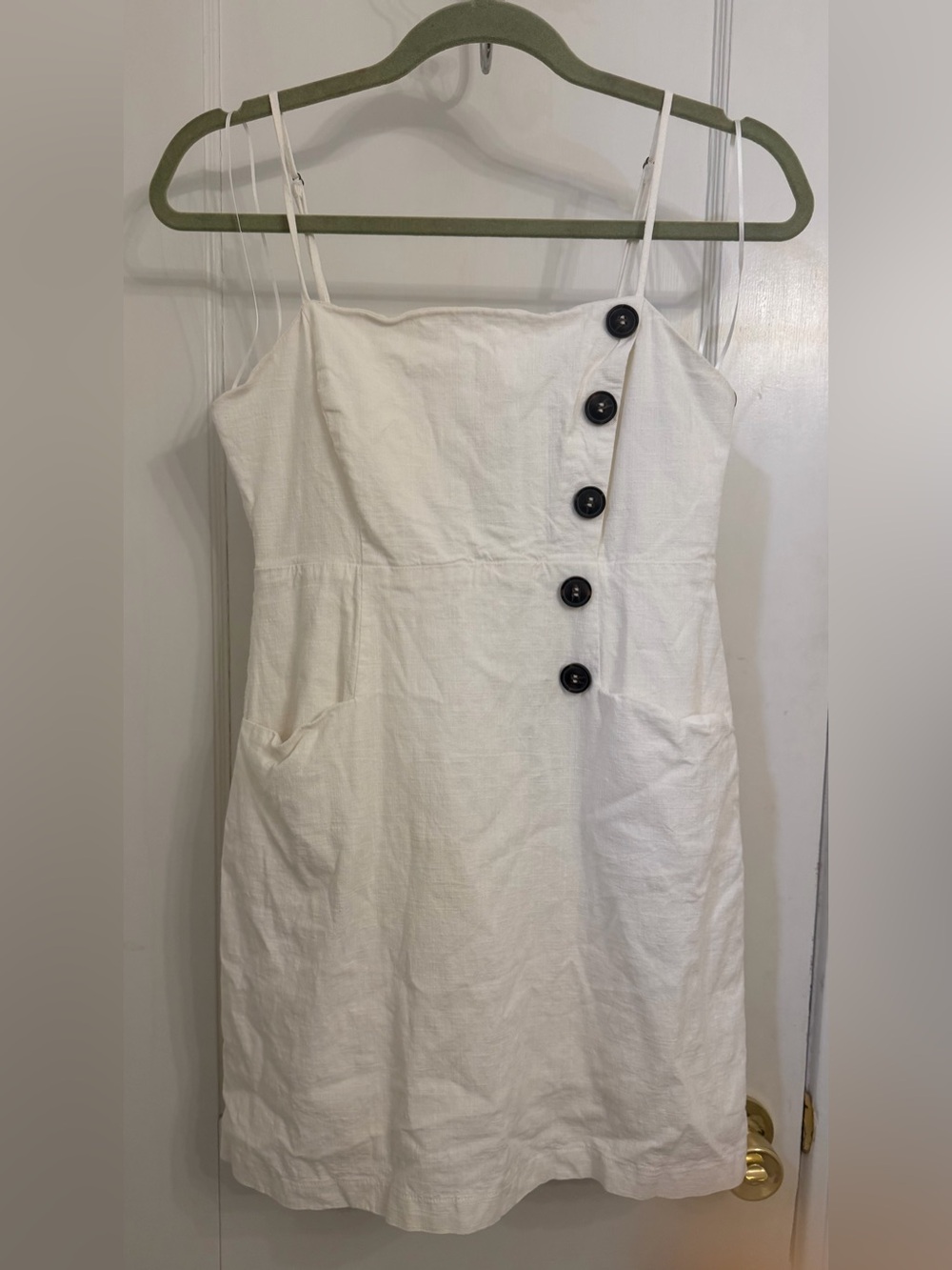 ASTR The Label White Spaghetti Strap Button-Front Summer Dress